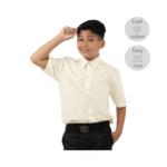 Cotton Beige Short Sleeve Shirt