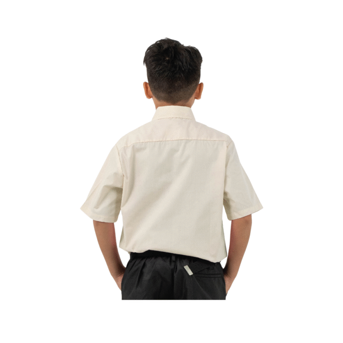 Cotton Beige Short Sleeve Shirt - Image 2
