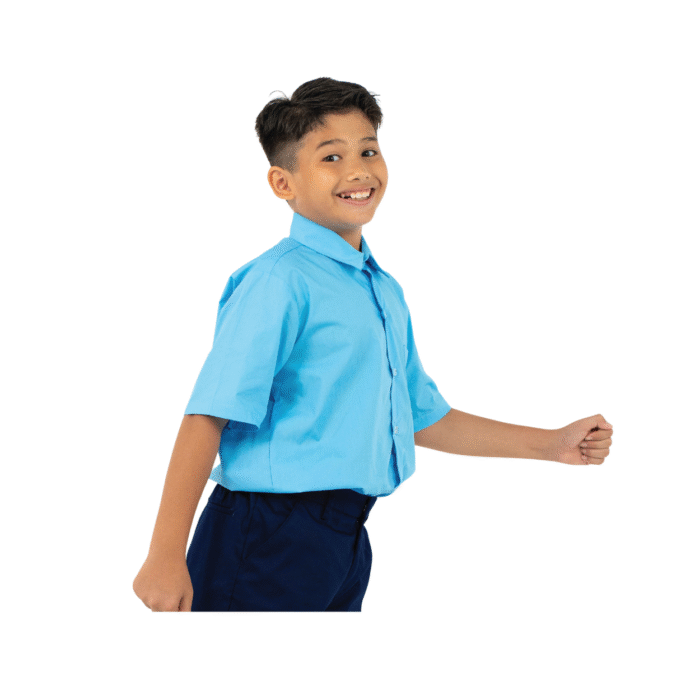 Cotton Light Blue Short Sleeve Shirt - Image 4