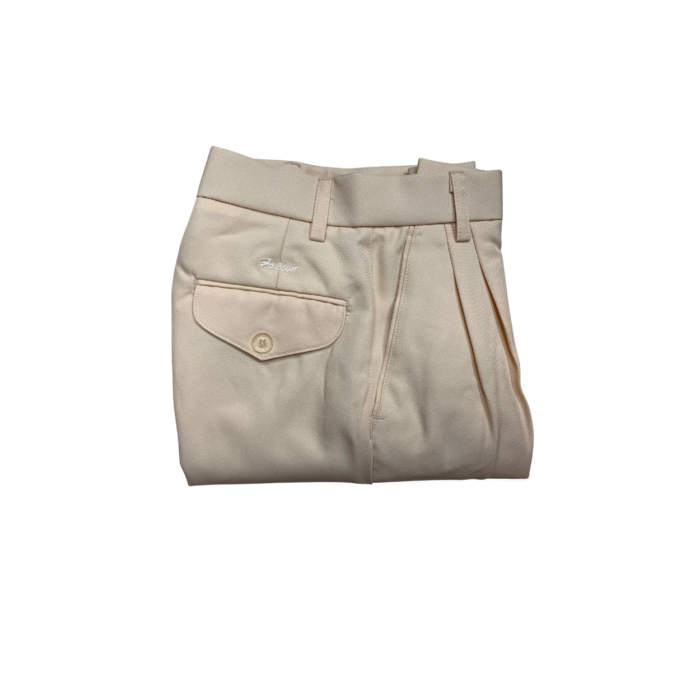 Seluar Panjang Gaberdine Beige Pleated - Image 2