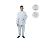 Set Baju Melayu Cotton White (Cekak Musang)