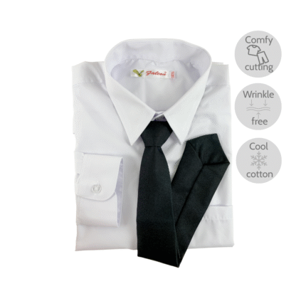 Cotton Asian Cut White Long Sleeve Shirt