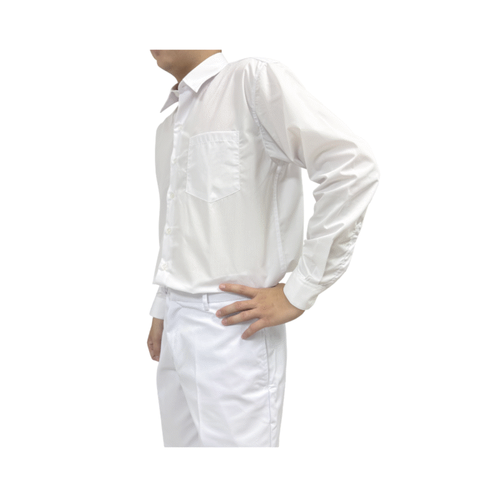 Cotton Asian Cut White Long Sleeve Shirt - Image 2