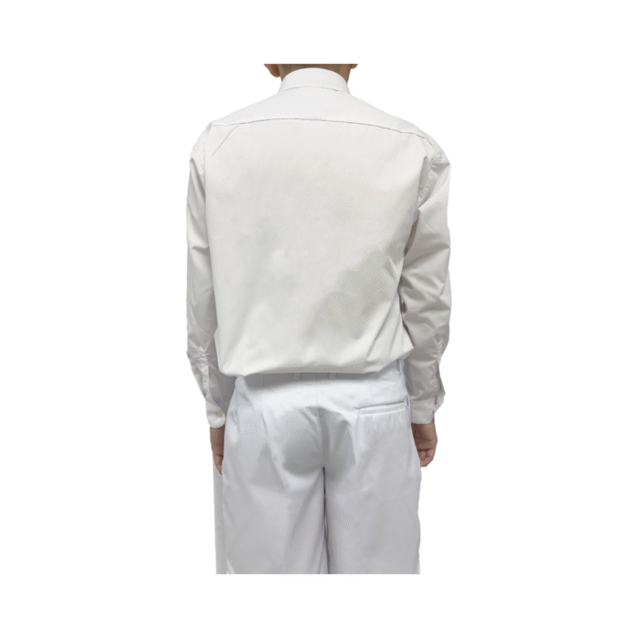 Cotton Asian Cut White Long Sleeve Shirt - Image 3
