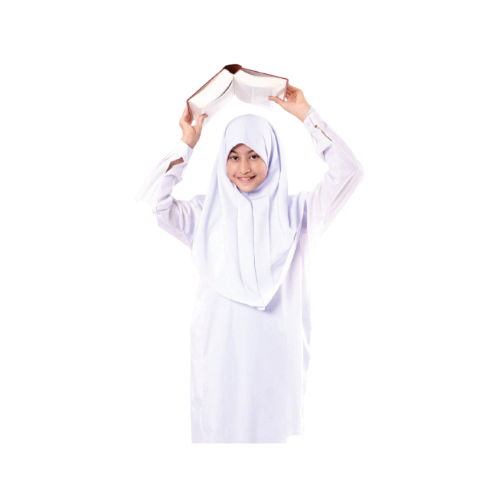 Cotton White Baju Kurung Lengan Cekak - Image 4