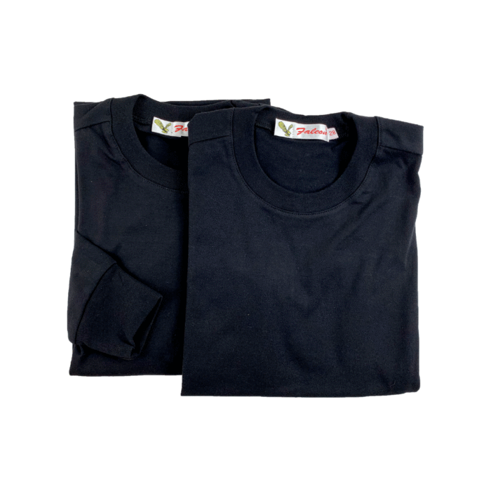Cotton Short Sleeve Round-Neck Black T-Shirt - Image 3