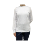 Cotton Long Sleeve Round Neck White T-Shirt - Image 2