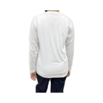 Cotton Long Sleeve Round Neck White T-Shirt - Image 3