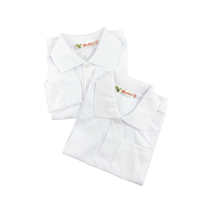 Cotton Short Sleeve White T-Shirt With Collar - Image 3