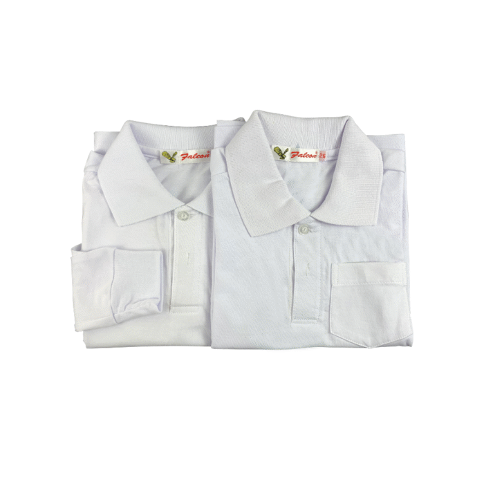 Cotton Long Sleeve White T-Shirt With Collar - Image 3