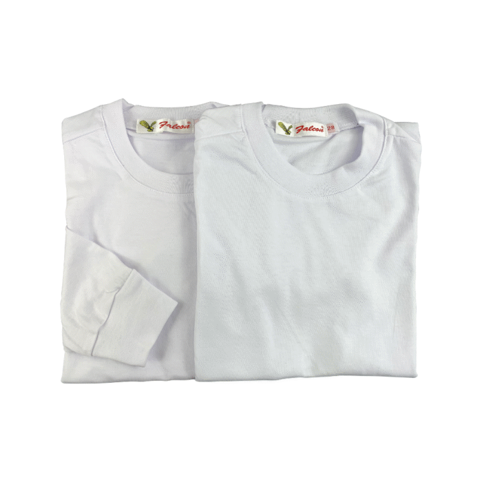 Cotton Long Sleeve Round Neck White T-Shirt - Image 4